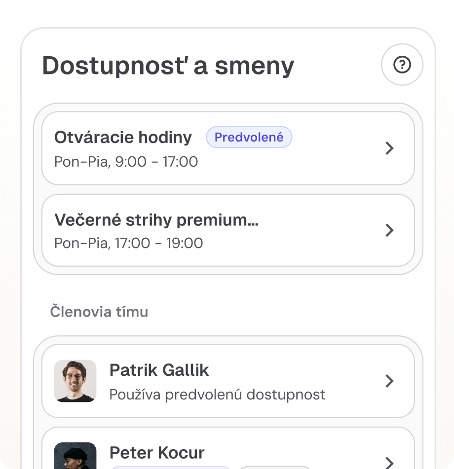 Shifts and schedules