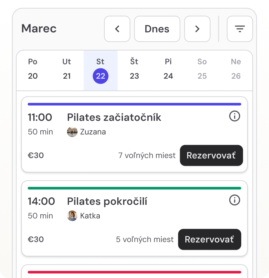 Booking calendar - great for classes