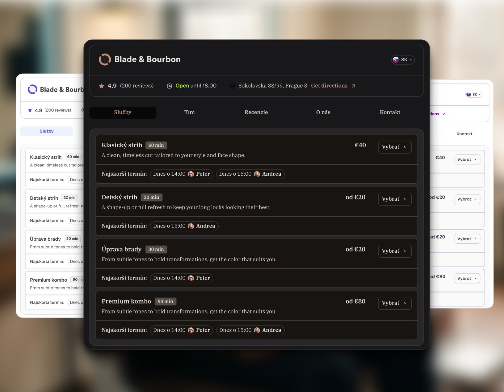 Booking page templates preview