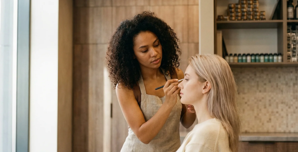 Makeup artist at work