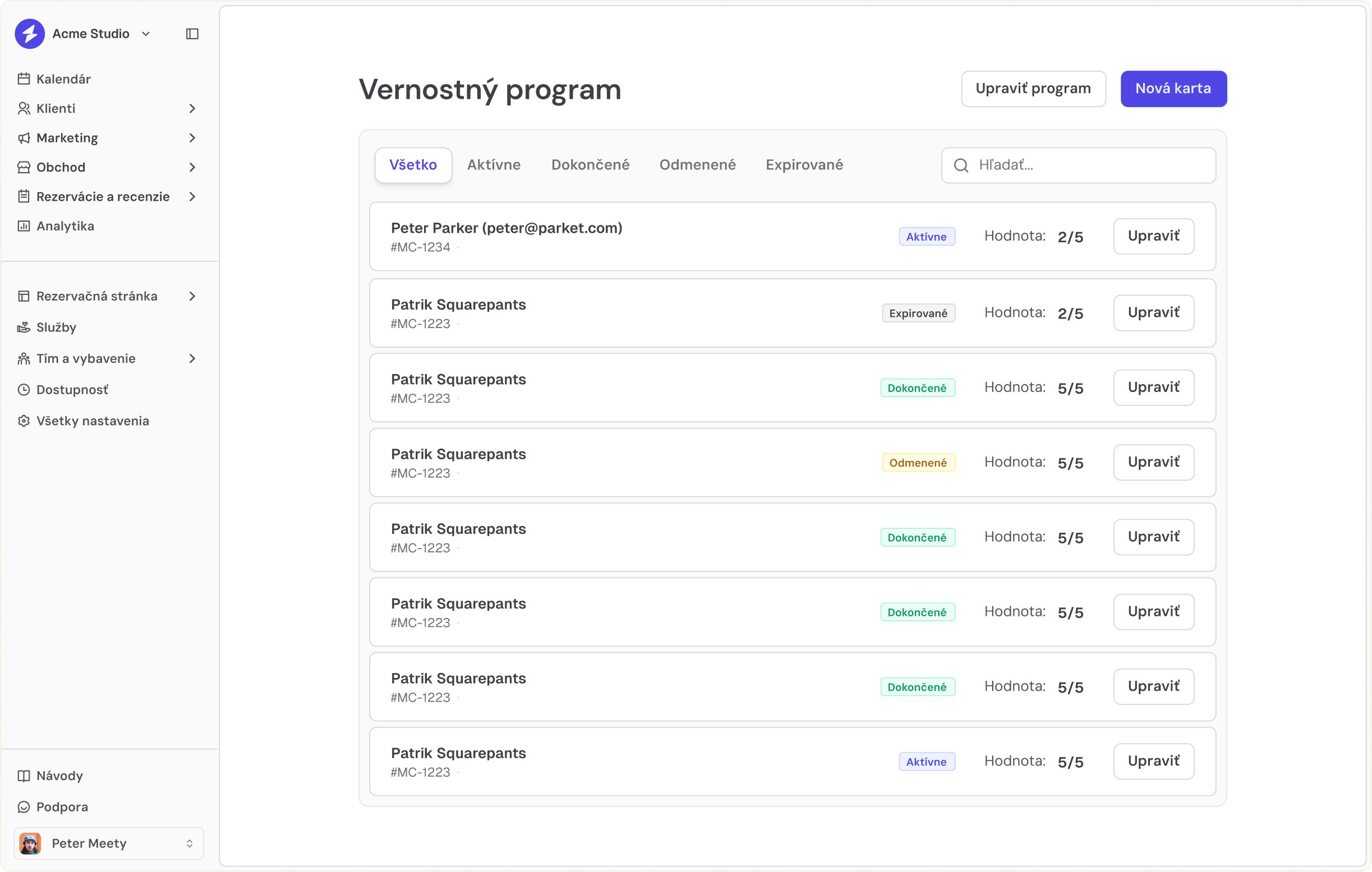 Meety calendar and booking page preview