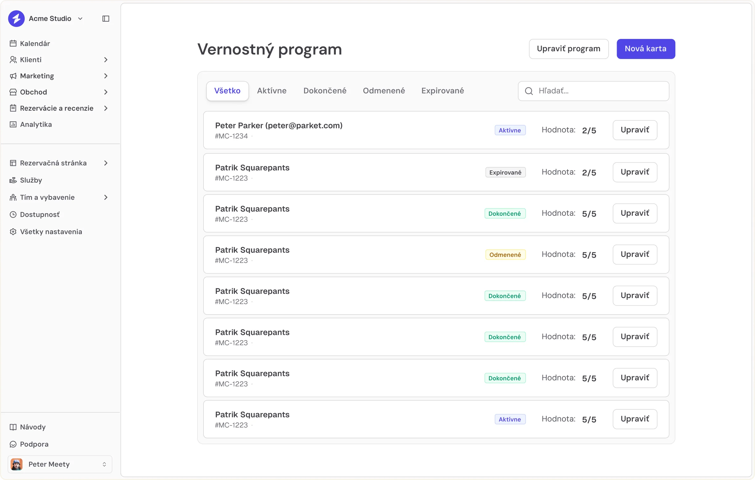 Meety calendar and booking page preview