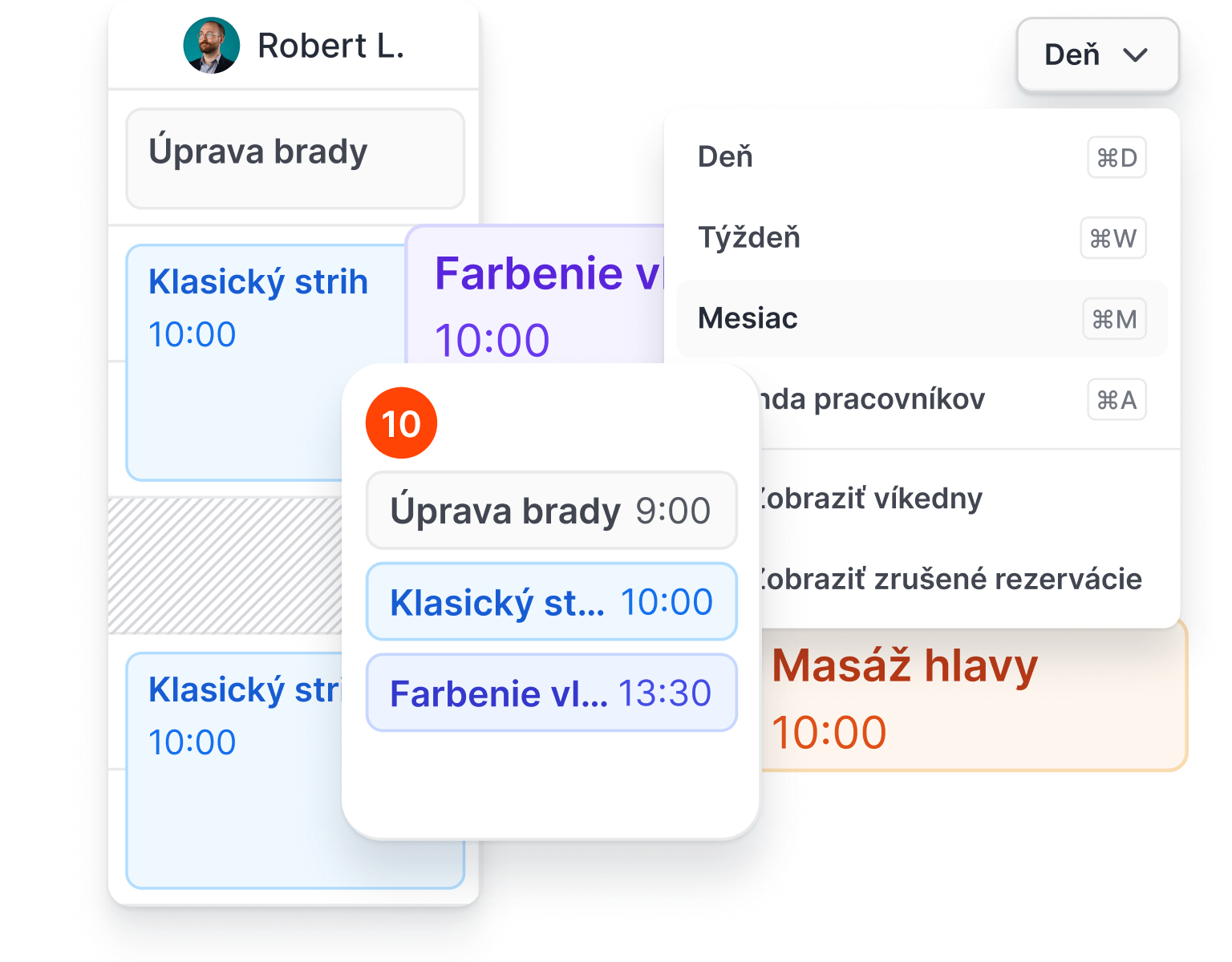 Clear daily, weekly, and monthly calendar