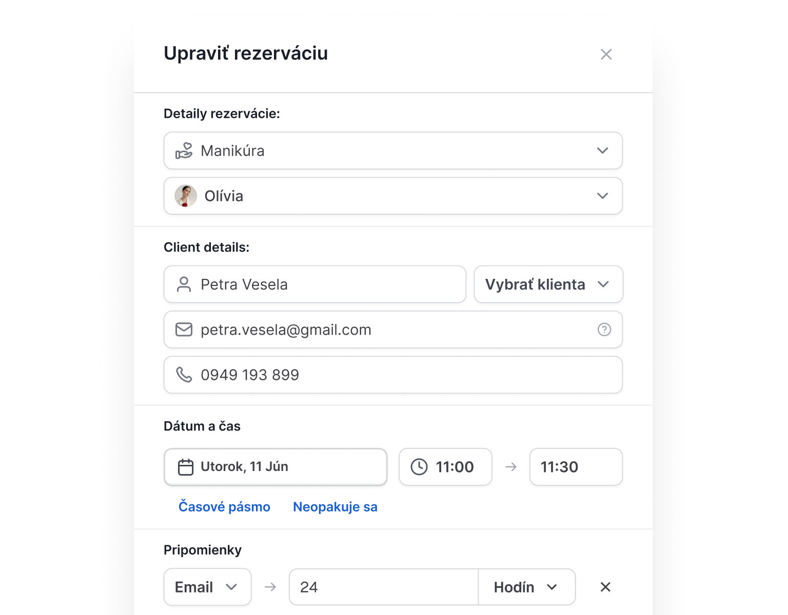 Edit reservations with one click