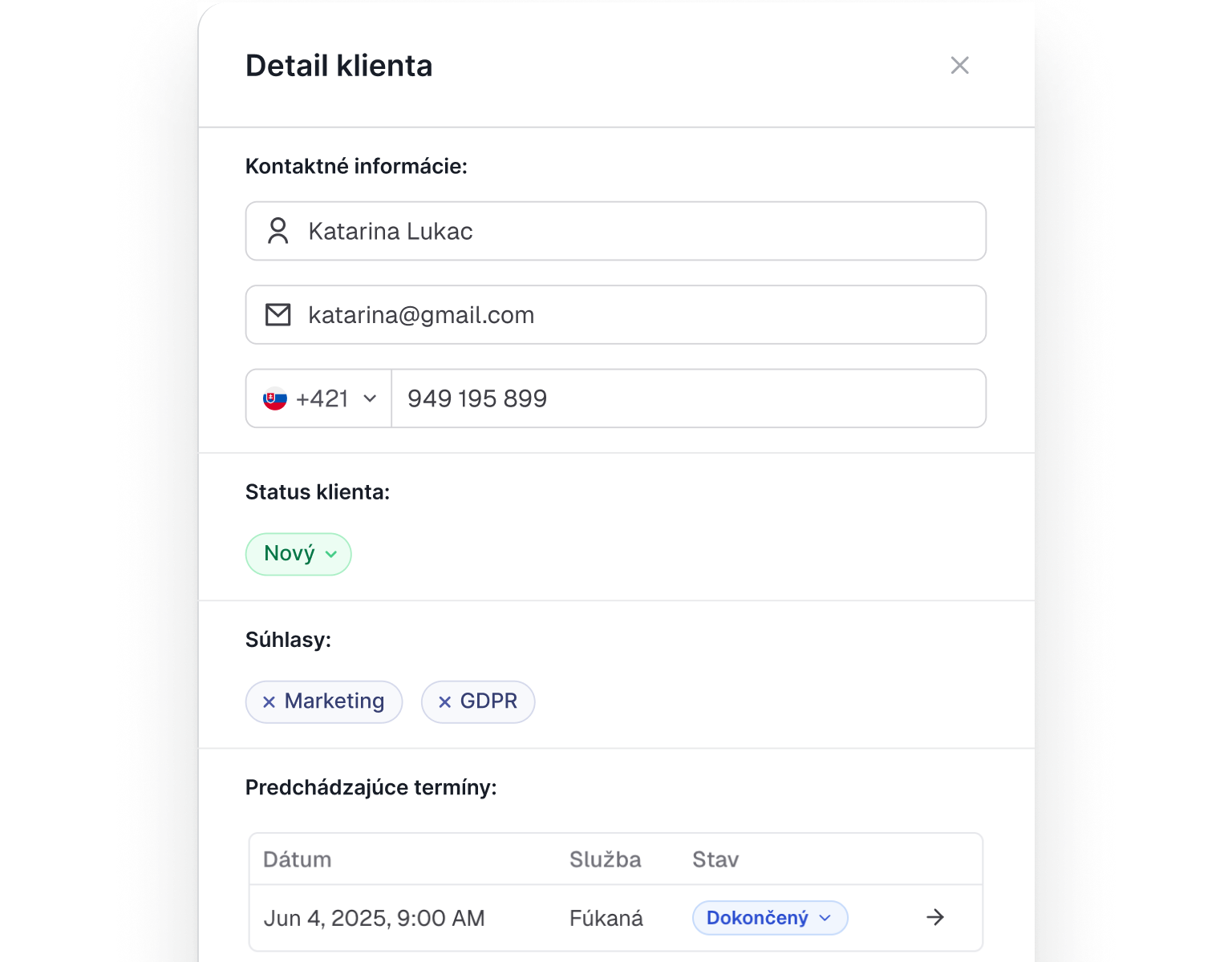 Client Card with Details