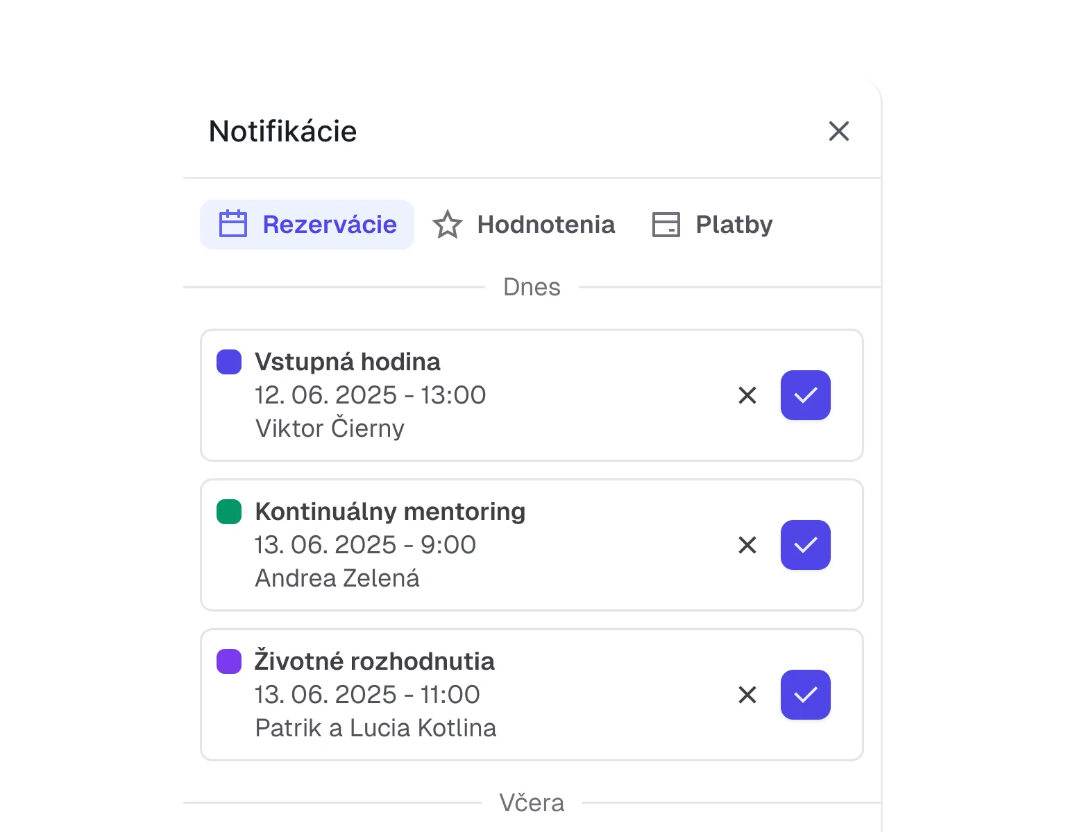 Možnost automatického nebo ručního potvrzování termínů