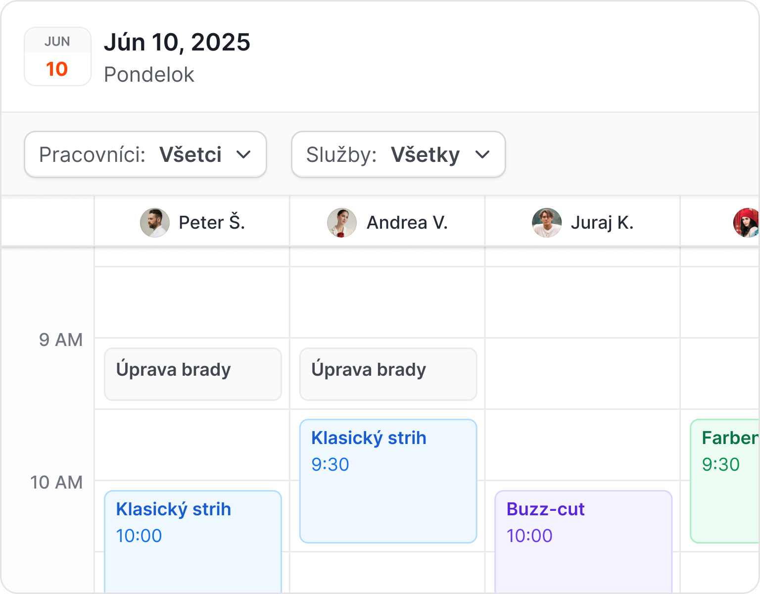 Manage multiple barbers in one calendar